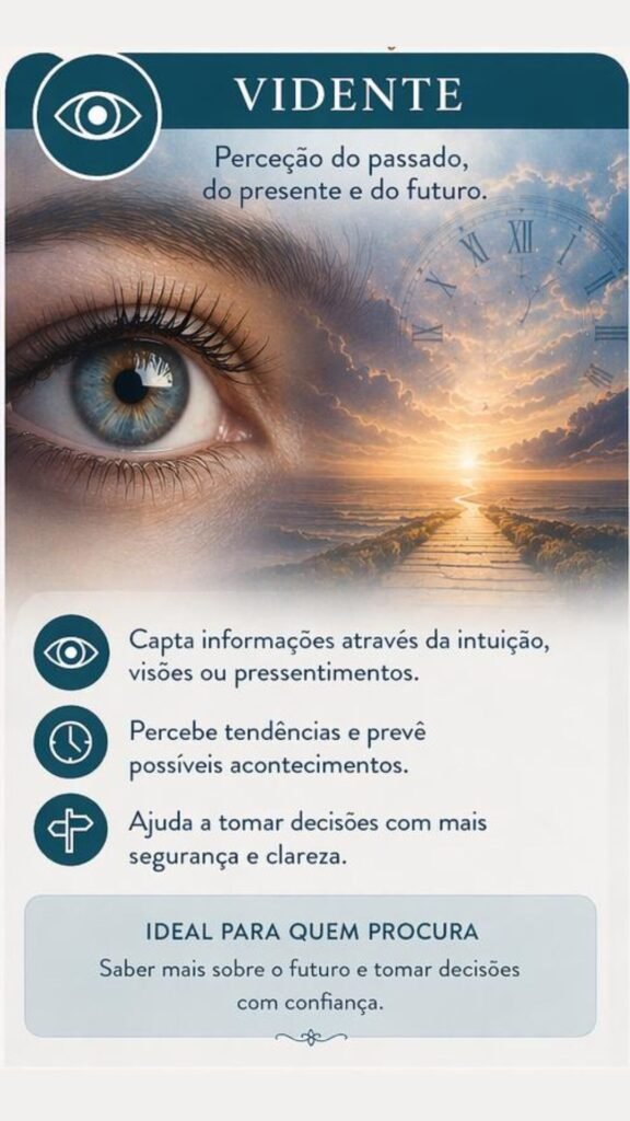 Diferença entre médium, vidente e cartomante explicada com infográfico espiritual